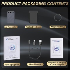 AI Voice Recorder w/Case — 64GB Memory, App Control, GKP9 Recorder Transcr