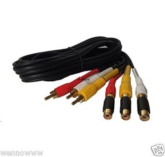 3 RCA Male to 3 RCA Female Audio Video Extension Cable (25 Feet)