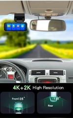 Dash Cam 4K Front & Rear Dash Camera w/ GPS WiFi | 64GB Included