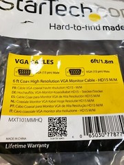 StarTech 6ft 1.8m SVGA VGA Video Monitor Cable HD15 D-Sub Male Black MXT101MMHQ