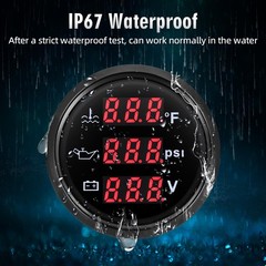 Triple Gauge Set 3 in 1 (Oil Pressure PSI + Watertemp °F + Volt) 2-1/16 52mm Car