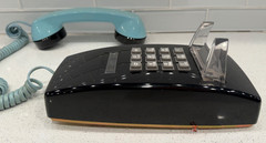 Vintage ITT Bell Telephone Wall Mount Push Button Black & Robins Egg Blue -COOL!