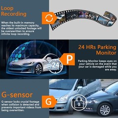 360° 4 Channel 1080P HD Car Dash Cam Front and Rear Inside Left Right + Camera