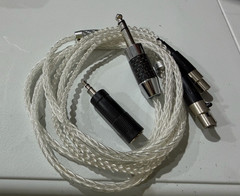 Pure Silver Braided Audio Cable 6.35mm Male to Dual XLR (Audeze) + 3.5mm Adapter