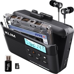 KLIM K7 Portable Cassette Tape Player + MP3 Converter, Headphones, 32GB, Black