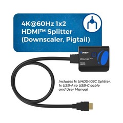 OREI 4K 1 in 2 Out HDMI Splitter 4:4:4 8-bit – HDMI 2.0, HDCP 2.2, 18 Gbps, 4K