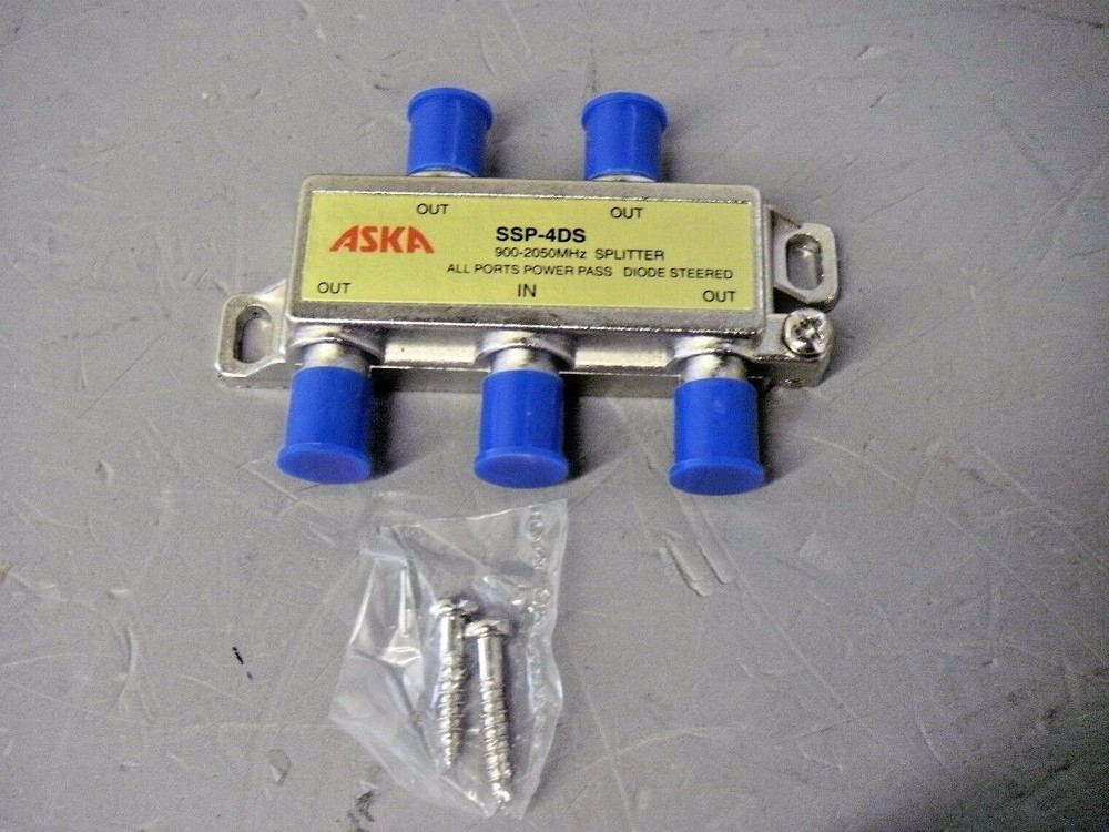 ASKA SSP-4DS 4-Way Splitter 900-2050 MHz All Ports Power Pass Diode Steered