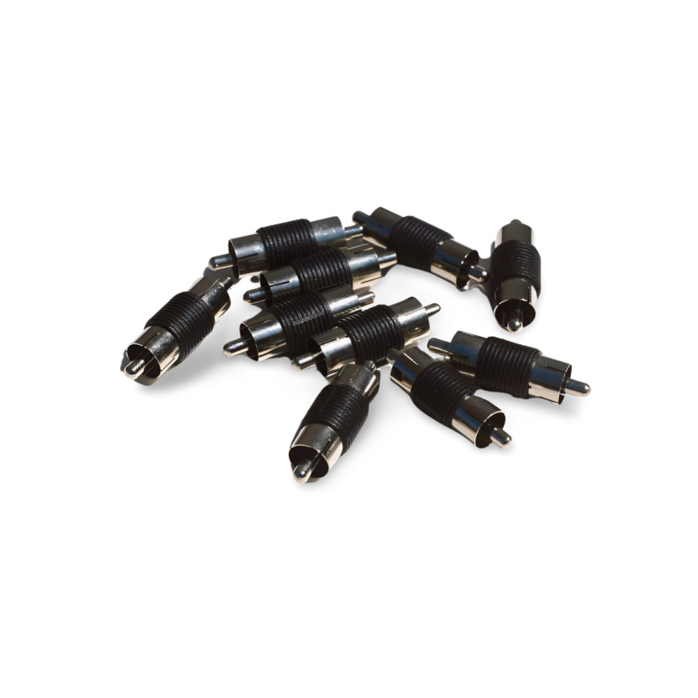 1in 10pk RCA Male to Male Plug Coupler AV Audio Adapter Cable Connector Silver
