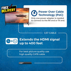 4K HDMI over Ethernet Extender Balun Hdbaset Ultrahd 4K @ 60Hz 4:4:4 Cat5E/6/7..
