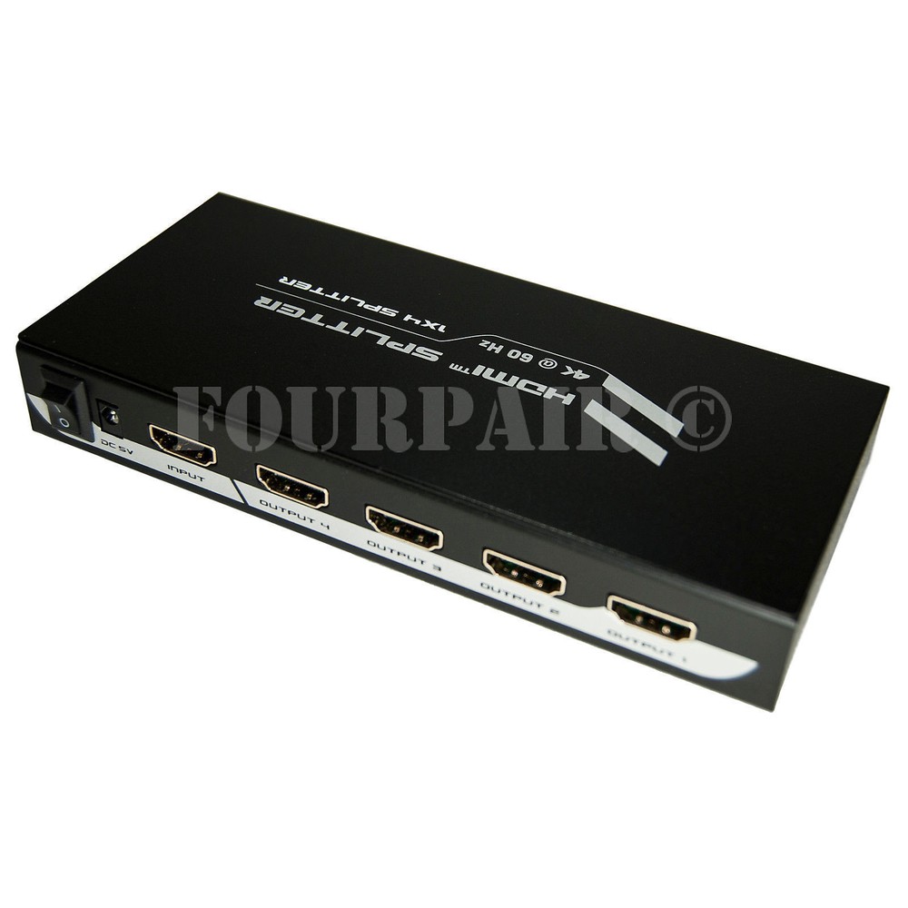1×4 4-Port HDMI 2.0 Video Splitter Amplifier 4K UHD 4K@60Hz HDR 18Gbps HDCP 2.2