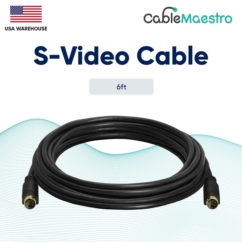 S-Video Cable Male To Male For Monitor VCR Gold Plated 4 Pin SVHS 6ft 12ft 25ft