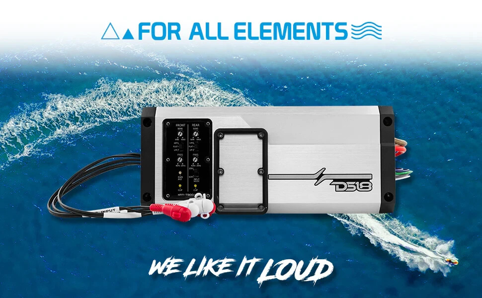 DS18 NVY-T800.4D Waterproof 4-Channel Marine UTV ATV 2400 Watt Class D Amplifier