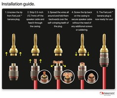 Nakamichi FanLock Excel Series 24k Gold Plated Banana Plugs 10 AWG – 18 AWG G…