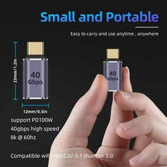 USB C Extender Adapter 40Gbps, 8K 60Hz C Male to Female Extension