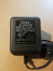 Lot of 2 OEM MODEL AD-1250 12VDC 500mA Power Supply Adapter 6ft