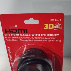 Digital High-Speed HDMI Cable PVC 2160p Black Cord (6 feet) WITH ETHERNET
