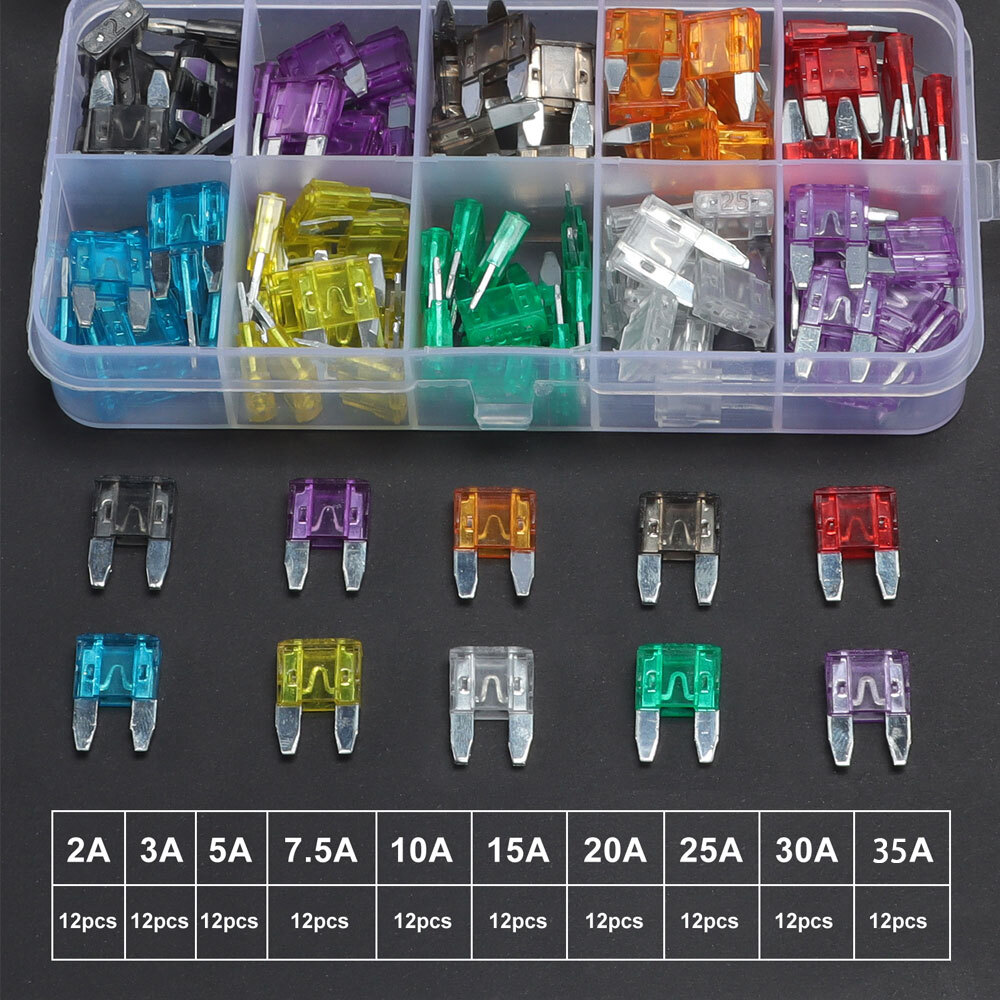 120PCS Mini Blade Fuse Assortment Auto Car Motorcycle SUV Fuses Kit APM ATM