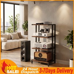 NEW 4-Tier Media Stand Rustic Country Style Record Player Stand Stereo Rack