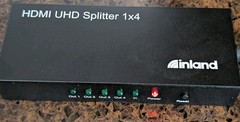 Inland 4 Port 4K UHD HDMI Splitter 1×4 HDCP 2.2 Powered Display Box