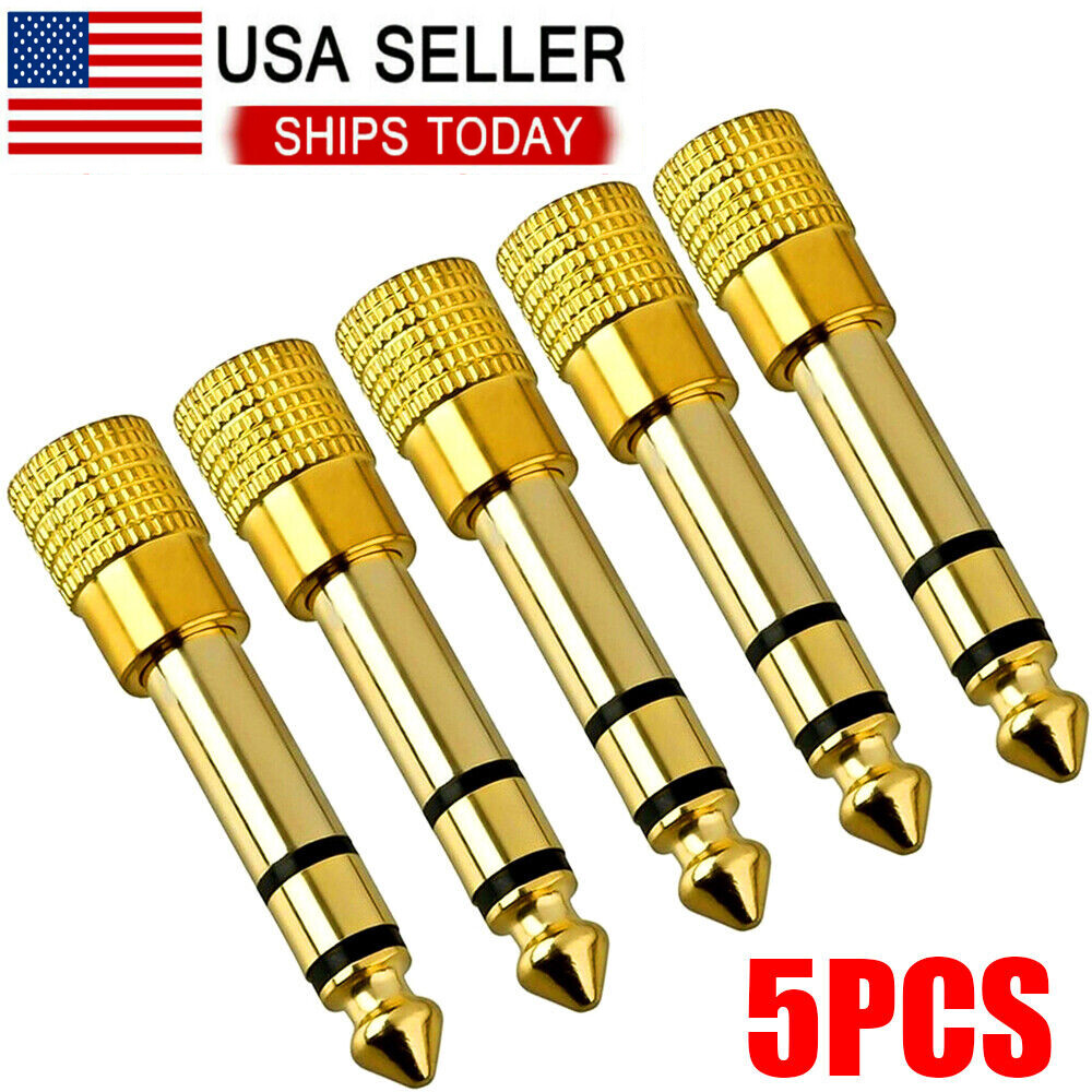 5x TRS Stereo Audio Headphone Adapter 6.35mm 1/4″ Male to 3.5mm 1/8″ Female Jack