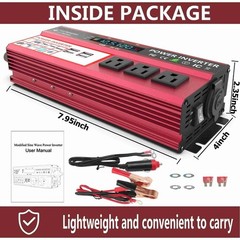 5000W Car Power Inverter DC 12V To AC 110V Pure Sine Wave Solar Converter 4 USB