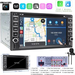 Double Din Car Stereo Radio CD DVD Bluetooth In-Dash Player with Carplay GPS Nav