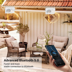 800W Waterproof Bluetooth Outdoor Speakers – 4 White Wall Mount Speakers