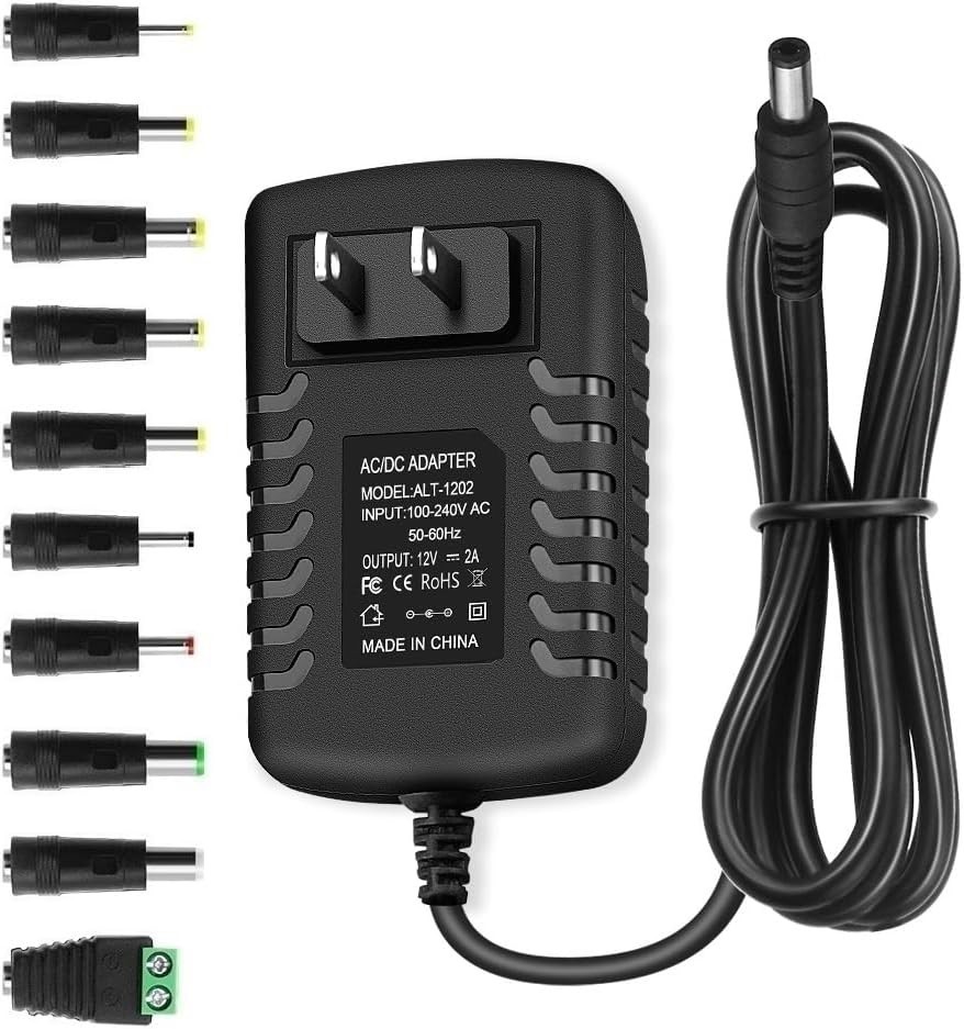 Universal AC Adapter 12V 2A Power Supply Charger 24W AC110V to DC12V 2000Ma 1500