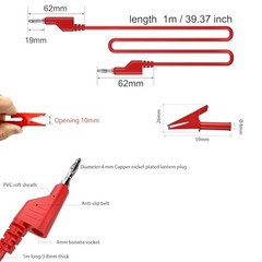 6pcs Stackable Banana to Banana Plug Test Cable Lead Set with 4mm Socket