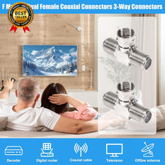 2 Pack Coaxial Cable Splitter TV Splitter 2 in 1 Out F Type RG6 Male to…