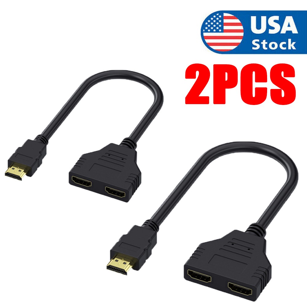 1080P HDMI Port Male to Female 1 Input 2 Output Splitter Cable Adapter 2PCS