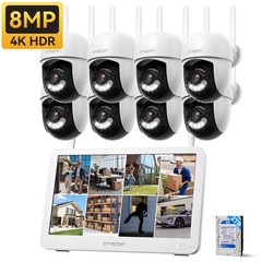 8MP PTZ Security Camera System Outdoor Wireless Audio CCTV 10CH NVR 12” Monitor