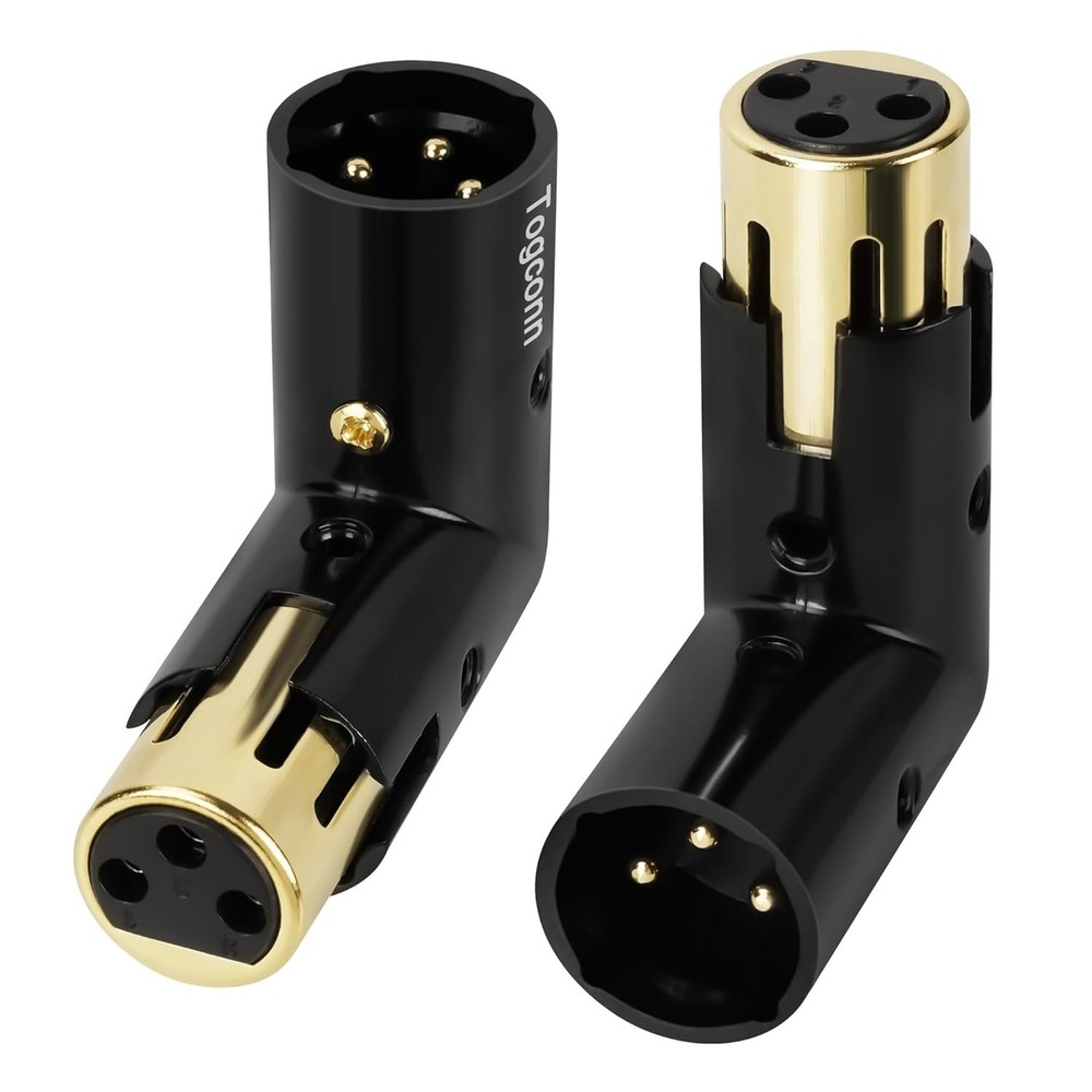 Togconn Adjustable 3-PIN Right Angle XLR Adapter 2 Pack, 90 Degree XLR Male/F…