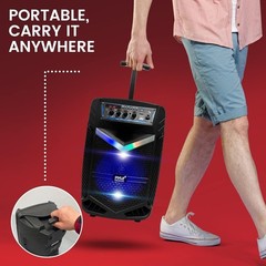 Pyle 400W Rechargeable Outdoor Bluetooth Speaker Portable PA System w/ 8? Subwoo