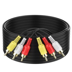 100FT RCA Composite AV Cable 3RCA to 3RCA, Gold Plated, for TV, DVD, Speaker, Am