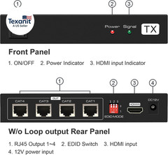 HDMI Extender Splitter up to 165Ft 1 in 4 Out over Cat5E or 6 or 7 Repeater Balu