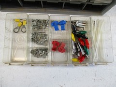 Lot of Small Vintage Electrical Connectors In Organizer Cabinet