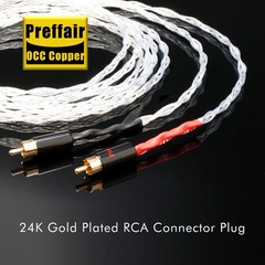 Preffair OCC Copper Interconnect Cable 24K Gold Plated 2RCA Plug HIFI