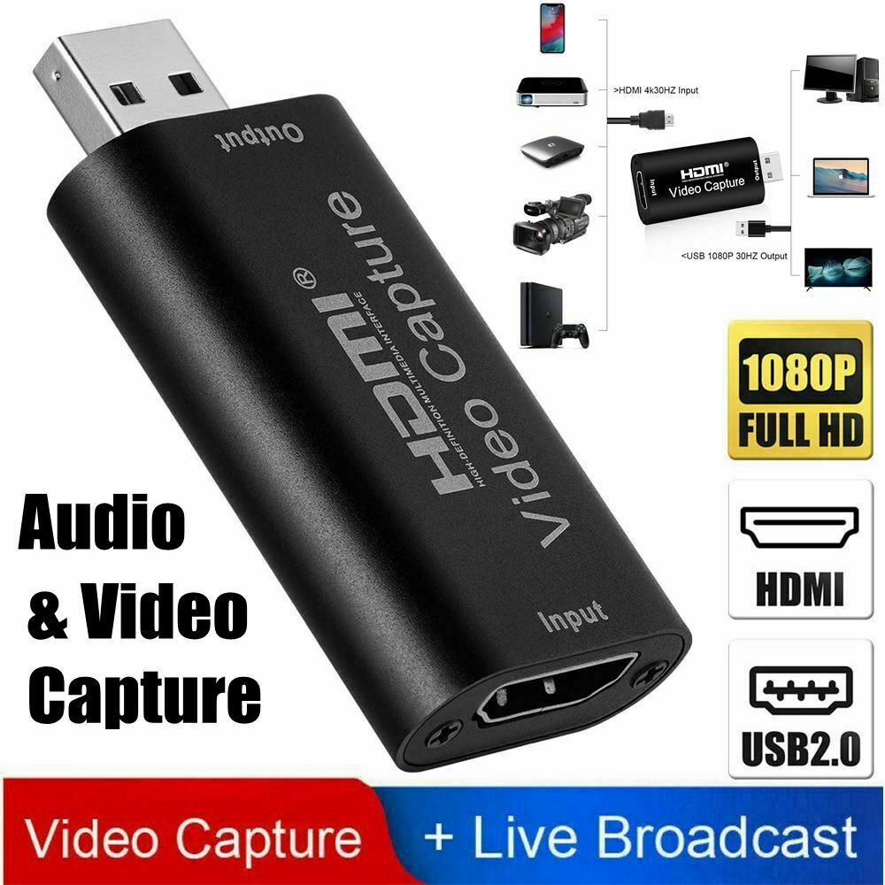 HDMI to USB 2.0 Video Capture Card 1080P HD Recorder Game/Video Live Streaming A