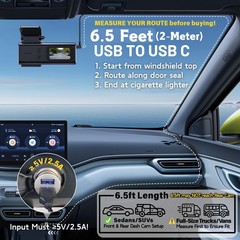 EWAY USB C Dash Cam Power Cord (6.5FT/2M), USB-A 2.0 to 90 Degree 6.5 feet