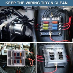 6 Way Fuse Block, 12V Marine Fuse Box with LED Indicator, Automotive 6-Circuit B