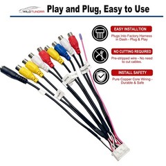 20 Pin Backup Camera Harness Adapter for Android Car Stereo, Radio RCA Rear V…