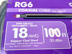 RG6 Coaxial Cable 100 Feet 18 AWG CM/CL2 CATV/MATV Copper Black NEW Sealed Roll