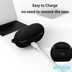 Chic Black Silicone Case for Beats Solo Buds with Fashion Keychain Accessory
