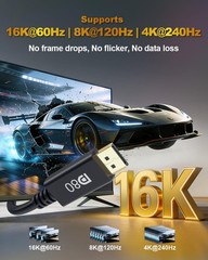 80Gbps Displayport Cable 2.1 6.6 Ft 16K 60Hz 8K 120Hz 4K 240Hz DP80 Cable