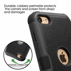 For iPod Touch 6th Gen – HARD & SOFT RUBBER HIGH IMPACT ARMOR CASE BLACK HYBRID