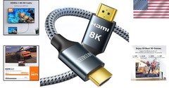 8K HDMI Cord 6ft – Universal Compatibility, 24K Gold-Plated