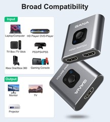 HDMI Switch 4k@60hz Splitter, GANA Aluminum Bidirectional Grey (No Cable)