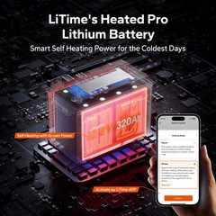 LiTime 12V 320Ah mini Self Heating Bluetooth Lithium Battery For RV Trailer