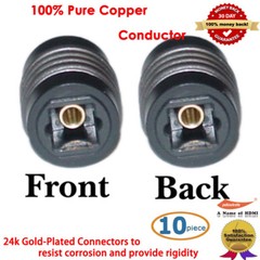 Toslink 90° Digital Optical Audio Cable Adapter Male to Female Right Angle Lot